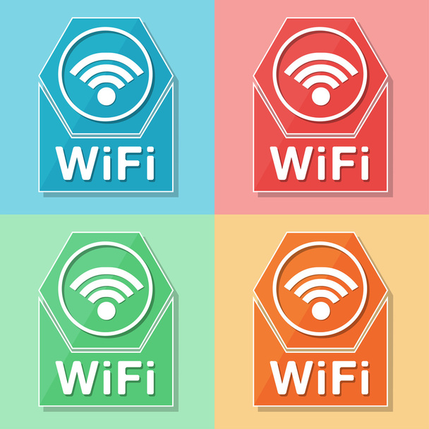 WiFi symbol, čtyři barvy web ikony - Fotografie, Obrázek