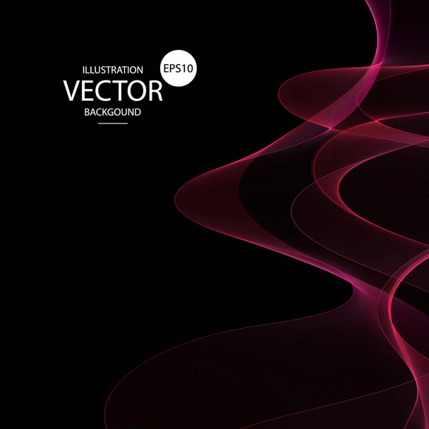 Red neon wave on a black background. Vector graphics - Vector, Imagen