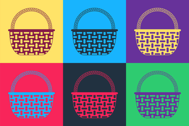 Pop art Nákupní košík ikona izolované na barevném pozadí. Online nákupní koncept. Podpis doručovací služby. Symbol nákupního košíku. Vektor. - Vektor, obrázek