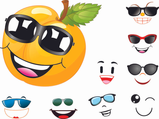 Vector set of cartoon character with many expressions. Orange. - Vector, Image