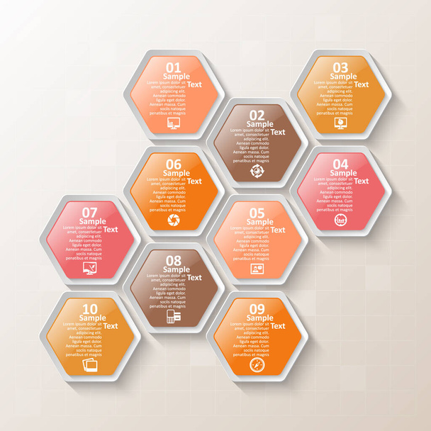 vector abstract 3d paper infographic elements.Hexagon infographics.Honeycomb design - Vector, afbeelding