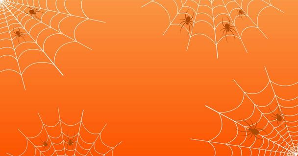Счастливый баннер на Хэллоуин с симпатичным пауком в Сети - Вектор,изображение