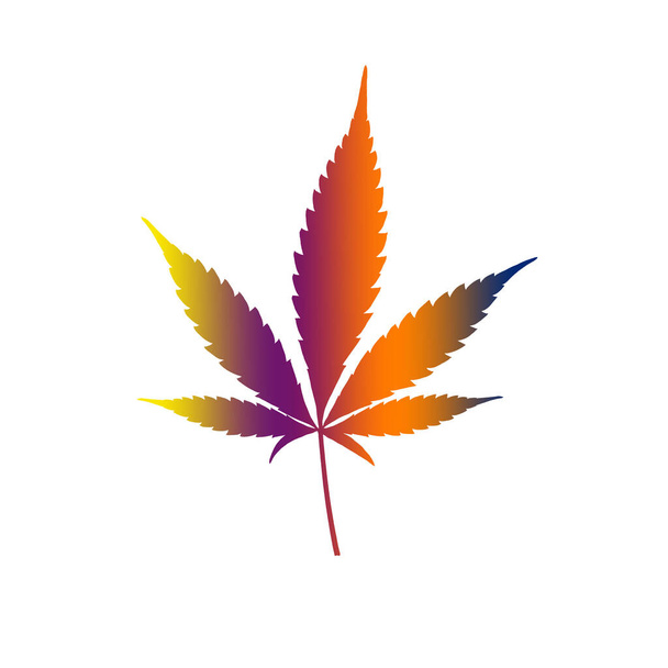 Cannabis cânhamo folha silhueta gradiente cor isolada no fundo branco - Foto, Imagem