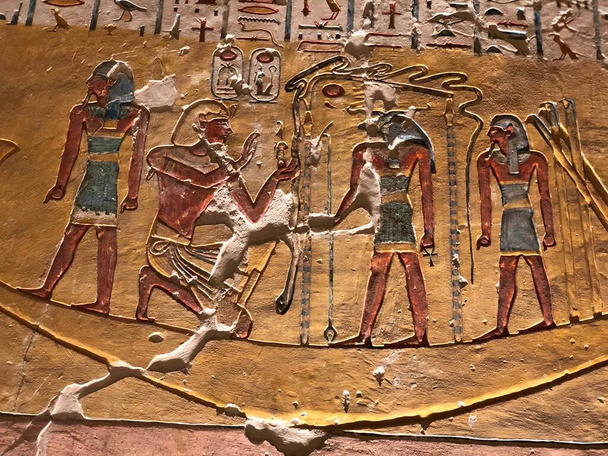 Mısır Krallar Vadisi Hiyeroglifleri - Fotoğraf, Görsel