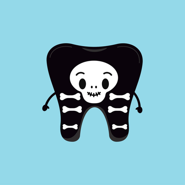Cute tooth in skeleton costume isolated vector icon. - Vetor, Imagem
