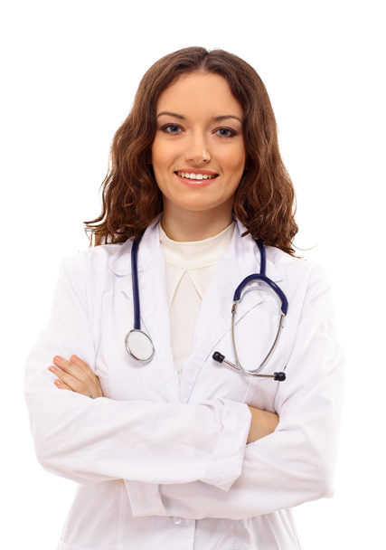 Beautiful young doctor with stethoscope - Фото, изображение