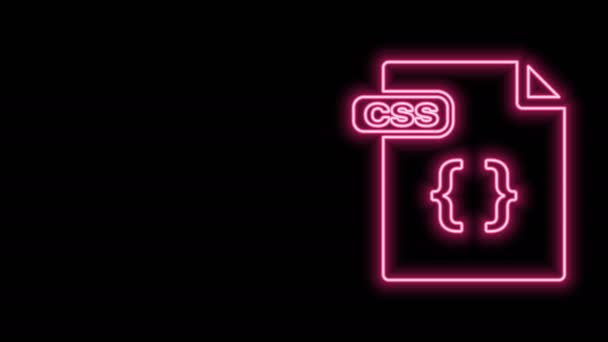 Glowing neon line CSS file document. Download css button icon isolated on black background. CSS file symbol. 4K Video motion graphic animation - Footage, Video