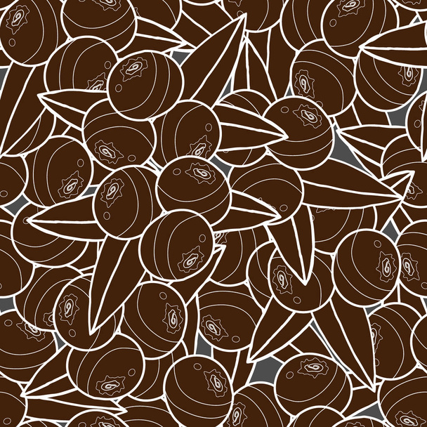 бесшовный узор с ягодами и листьями в монохромных тонах, орнамент для обоев и ткани, оберточная бумага - Вектор,изображение