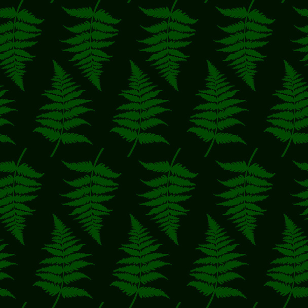 seamless pattern in green with fern leaves, ornament for wallpaper and fabric, wrapping paper - Vector, Imagen