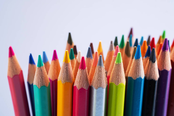 Colored pencils background, back to school concept - Foto, Imagem