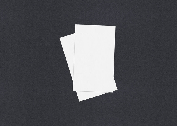 Blank white Business card mockup stacks at grey textured paper background. - 写真・画像
