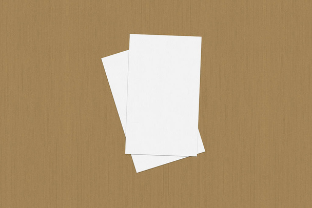 Blank white Business card mockup stacks at the textured paper background. - Photo, Image