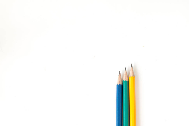 Tree pencils multi-colour on white background for useful like concept business, education and art background. - Valokuva, kuva