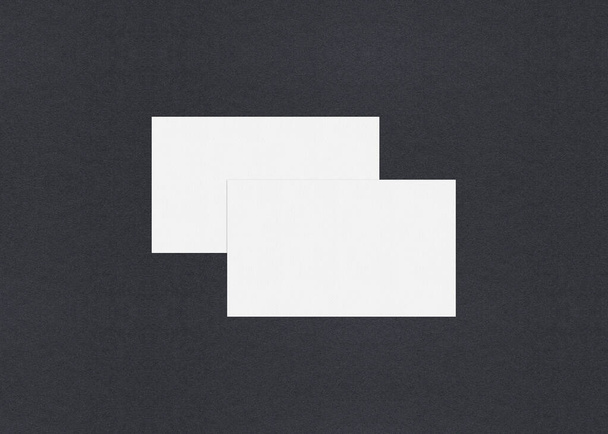 Branco em branco pilhas de maquete de cartão de visita em fundo de papel texturizado cinza. - Foto, Imagem