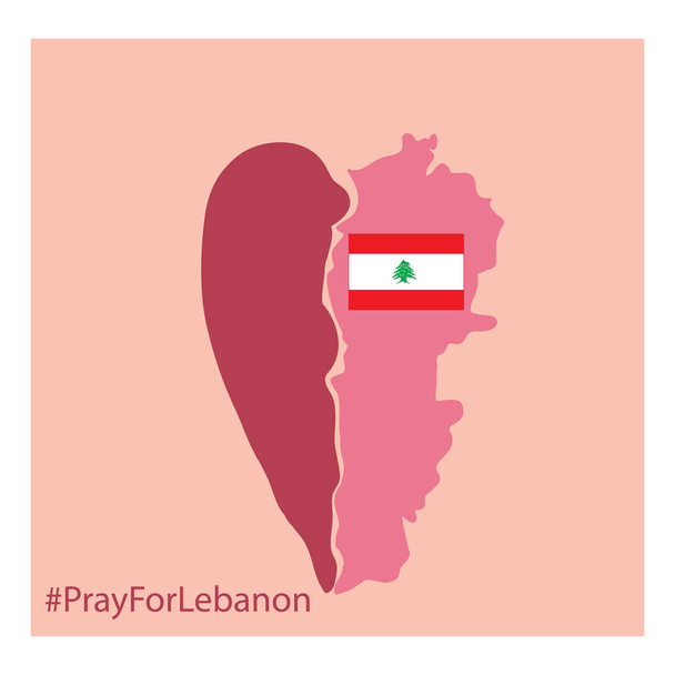 Фрагмент території та прапора з написом "Молитва за Ліван" - Вектор, зображення
