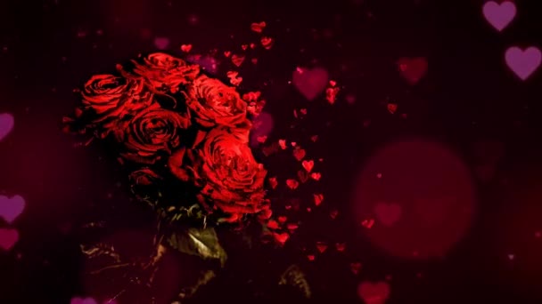 Red Flower petals falling 3D background concepts - Beautiful Red blossoms flower falling petals on spring season with shape of the heart (Simple of love) footage. Spring season flowers. - Footage, Video