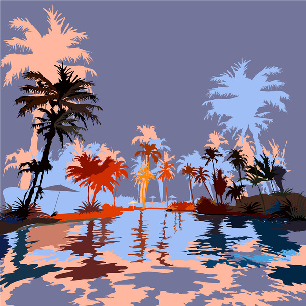 playa en los trópicos - Vector, imagen