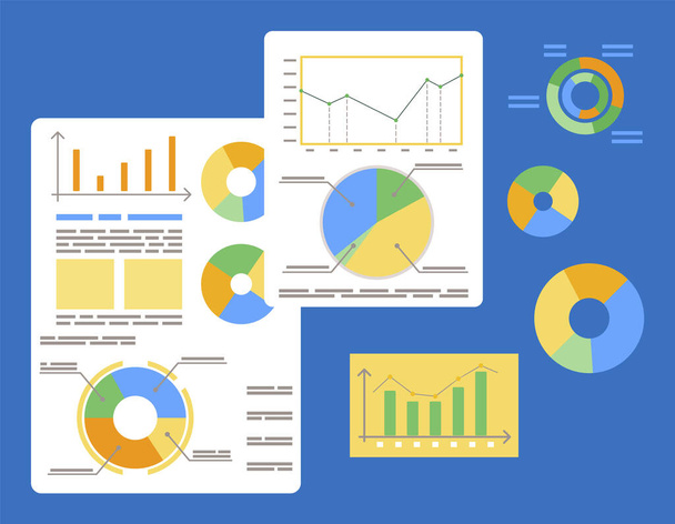 Set of Boards with Data Diagrams and Graphics - Vector, Image