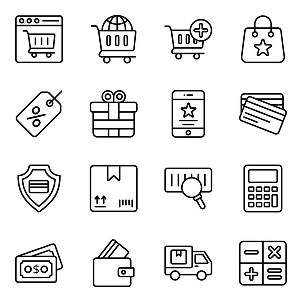 Online Shopping Flat Icons Set  - ベクター画像