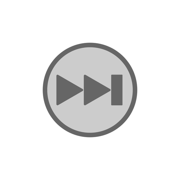 Grey rewind button, flat design style - Vector, Image