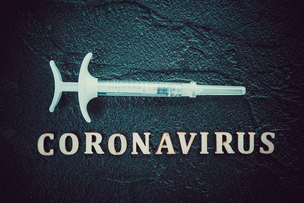 Coronavirus Vaccine Vial With Injection Syringe - Fotografie, Obrázek