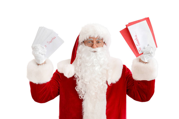 Papai Noel com letras sobre fundo branco - Foto, Imagem
