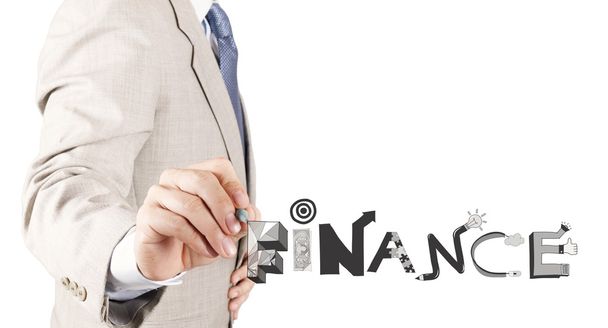 businessman hand drawing design word FINANCE as concept - Photo, Image