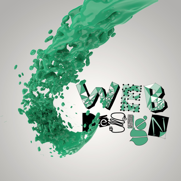 3D paint color splash with design word WEB DESIGN  as concept - Photo, Image