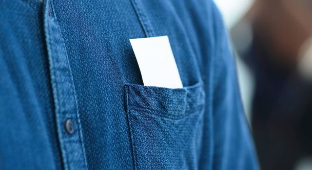 close up. business card in the pocket of a business man - 写真・画像