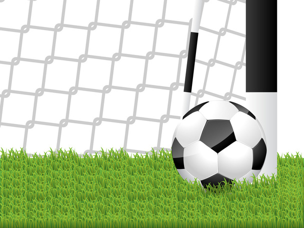 Bola de fútbol clásico en hierba
 - Vector, Imagen