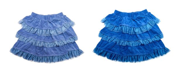 blue skirt for girl, isolated on white background - Photo, Image