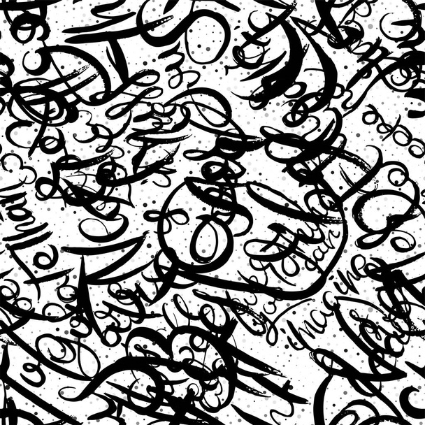 Graffiti patrón sin costuras de fondo. Etiquetado a mano. Letras vandálicas - Vector, Imagen