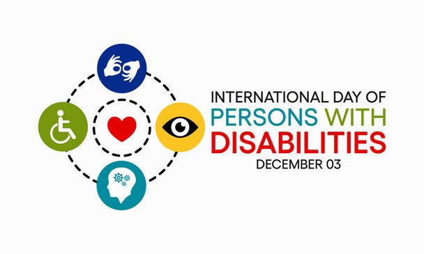 Vektorillusztráció a fogyatékossággal élő személyek nemzetközi napjának témájában, amelyet minden évben december 3-án tartanak világszerte. - Vektor, kép
