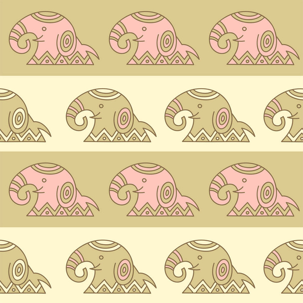 Vector seamless pattern with elephants in ethnic style. Tribal endless ornament for your design in soft pastel colors. For textile, wallpapers, wrapping paper - Vektor, kép