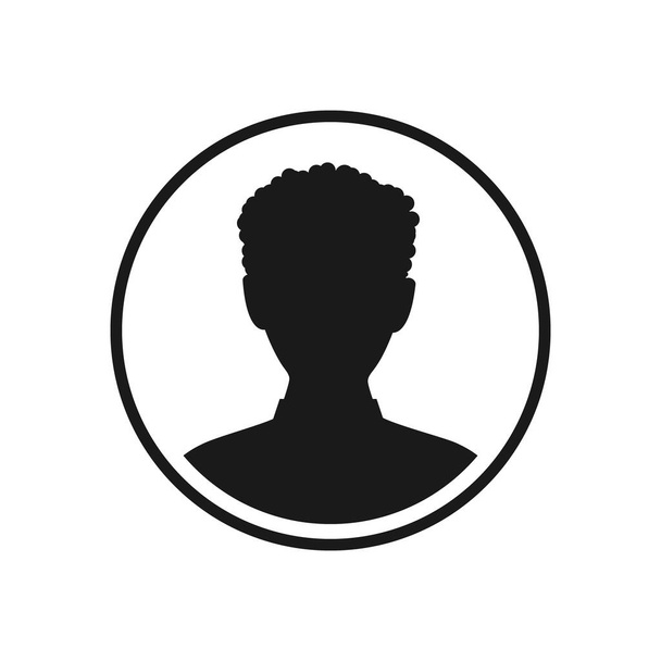 Uomo capo affari silhouette icona. vettore avatar nero umano in cerchio di linea isolato su bianco. Immagine profilo maschile illustrazione. - Vettoriali, immagini