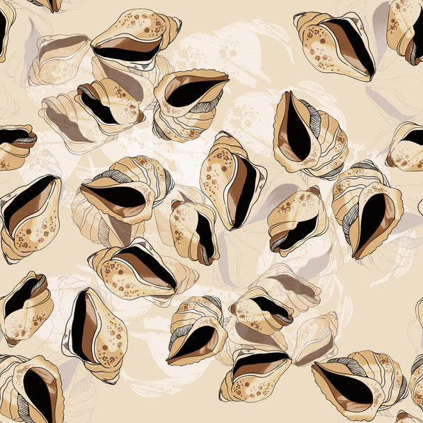 Seamless pattern with retro shells - Photo, Image