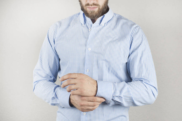 Man businessman in a blue shirt. Beard - Photo, Image