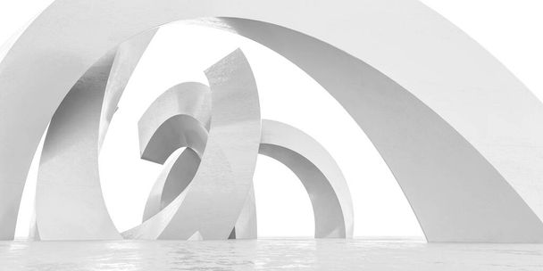 blanco abstracto diseño moderno arquitectura curva 3d renderizar ilustración material concreto formas geométricas - Foto, imagen