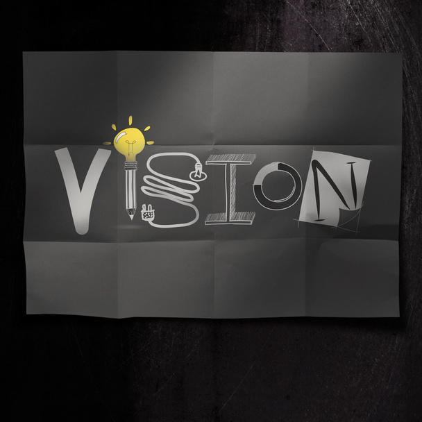 hand drawn VISION design word on crumpled paper background as c - Photo, Image