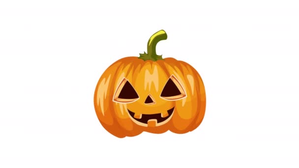 Jack O Lantern or pumpkin cartoon animation. Halloween scary pumpkin motion graphic 4k video. Explodes and blazes with fire. Black Jack O Lantern - Footage, Video