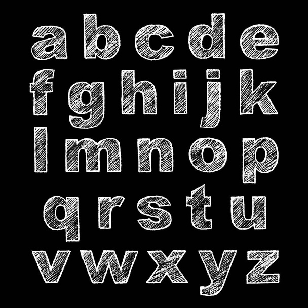 Hand-drawn alphabet. Calligraphy font. Modern chalk lettering. Grunge style alphabet. - Vector, Image