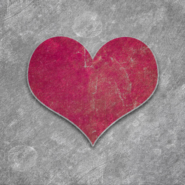 Red heart on grey - Zdjęcie, obraz