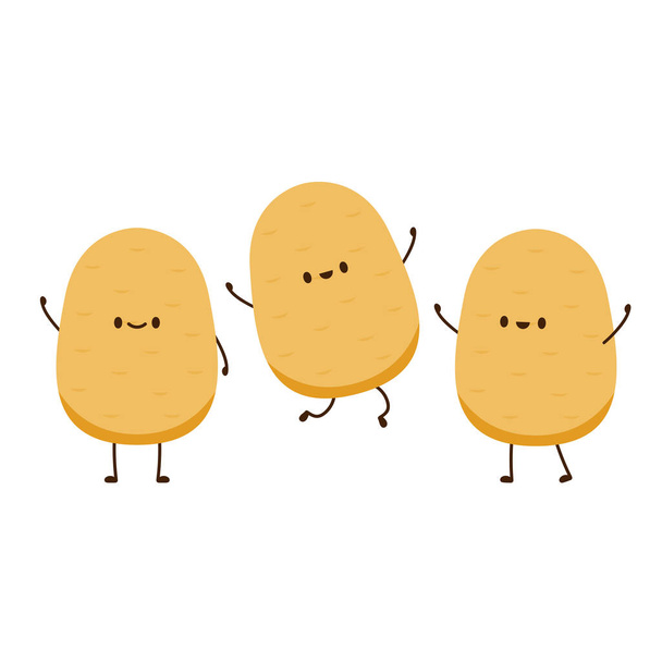 Patates karakter tasarımı. Patates vektörü. Beyaz arkaplanda patates. - Vektör, Görsel