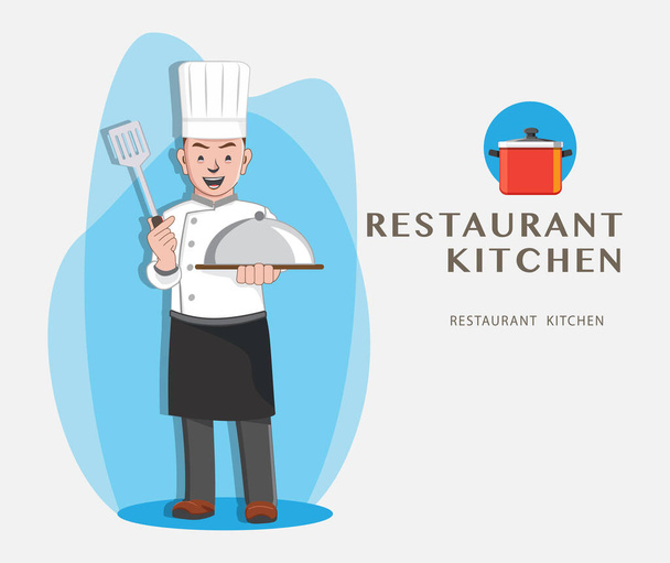 Σχεδιασμός Εικονογράφησης Chef Vector, Επαγγελματίες μάγειρες Εστιατόριο Κουζίνα - Διάνυσμα, εικόνα