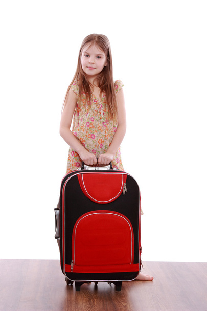 Lovely girl with suitcase - Фото, изображение