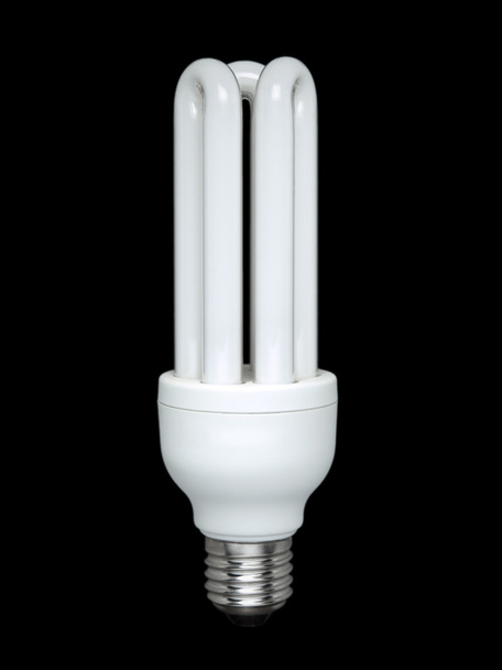 Fluorescent light bulb over black - Фото, зображення