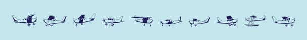 набор Cessna плоскости мультфильм иконка шаблон дизайна с различными моделями. векторная иллюстрация на синем фоне - Вектор,изображение