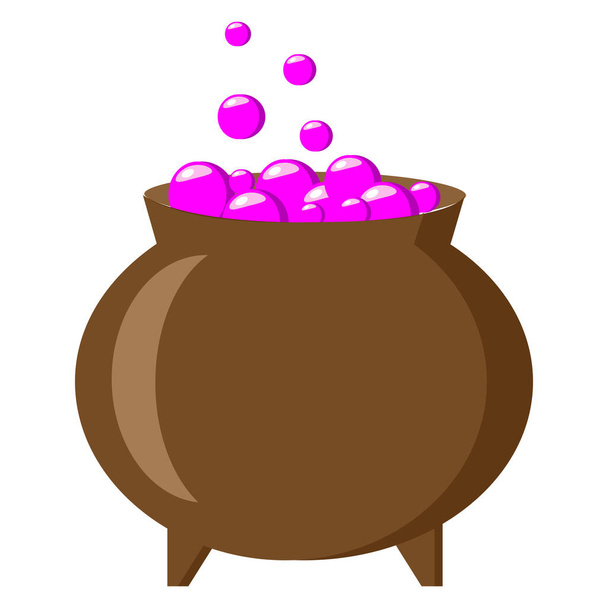 Vector illustration - witchs cauldron with boiling magic potion - Vector, Image