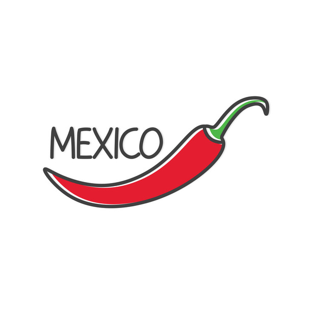 Mexikó szó és chili paprika koncepció - vektor illusztráció - Vektor, kép