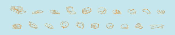 zestaw produktów mięsnych wzór ikony kreskówki projekt z różnych modeli. ilustracja wektor izolowane na niebieskim tle - Wektor, obraz
